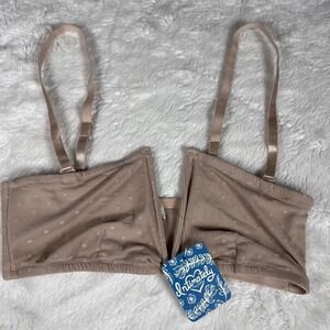 Free People Intimately Antique Shell Swiss Dot V-Wire Bralette OB1167575 XS NEW